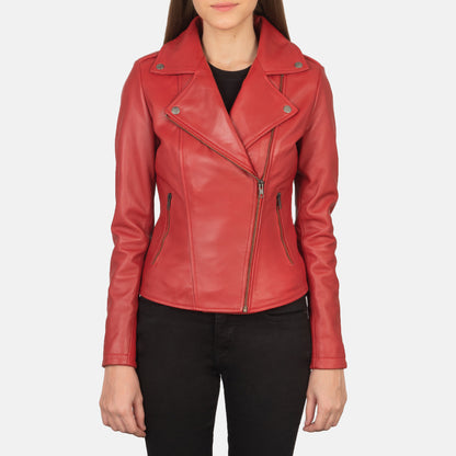 Flashback Red Leather Biker Jacket - Fierce Fusion