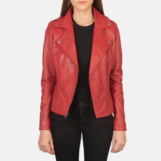 Flashback Red Leather Biker Jacket - Fierce Fusion