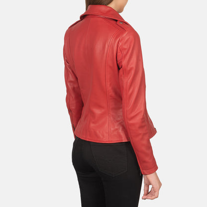 Flashback Red Leather Biker Jacket - Fierce Fusion