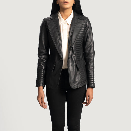 Selina Black Leather Blazer - Fierce Fusion