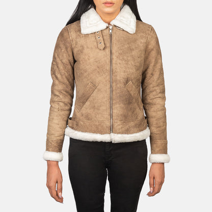 Sherilyn B-3 Distressed Brown Leather Bomber Jacket - Fierce Fusion