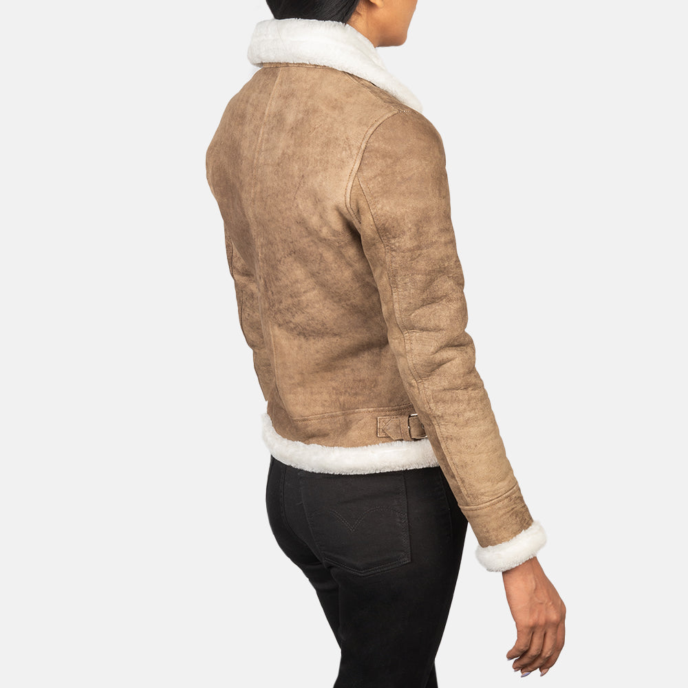 Sherilyn B-3 Distressed Brown Leather Bomber Jacket - Fierce Fusion