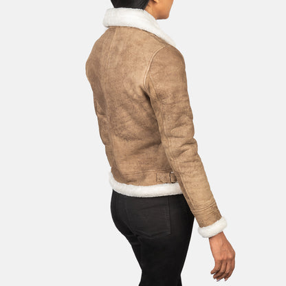 Sherilyn B-3 Distressed Brown Leather Bomber Jacket - Fierce Fusion