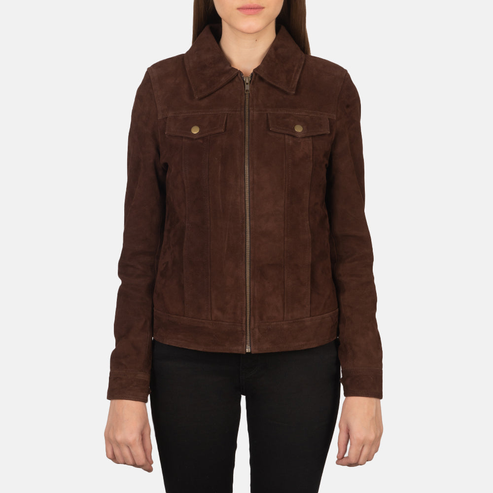 Suzy Mocha Suede Trucker Jacket - Fierce Fusion