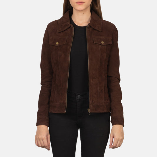 Suzy Mocha Suede Trucker Jacket - Fierce Fusion